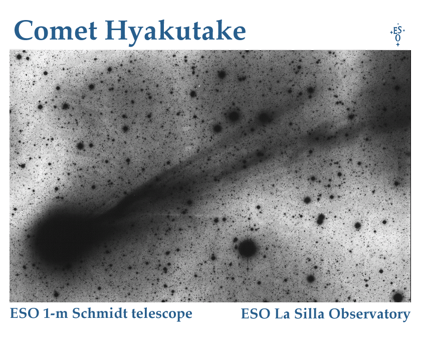 Schweifstrukturen des Kometen Hyakutake am 28.02.1996