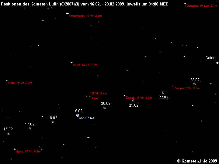 Komet Lulin vom 16.02. - 23.02.09